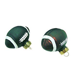 Vintage Handpainted Football Glass Ornaments Christmas Decorative Browns Set 2
